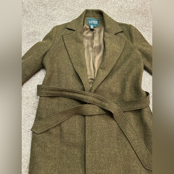 Lauren by Ralph Lauren Olive Wool Wrap Coat with Belt- Women’s Size Medium - Picture 2 of 10